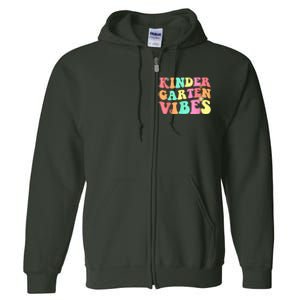 Back To School Kindergarten Vibes Groovy Teacher Wo Kid Full Zip Hoodie