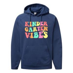 Back To School Kindergarten Vibes Groovy Teacher Wo Kid Performance Fleece Hoodie