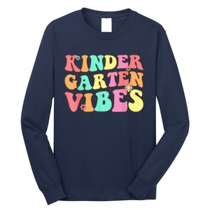 Back To School Kindergarten Vibes Groovy Teacher Wo Kid Long Sleeve Shirt