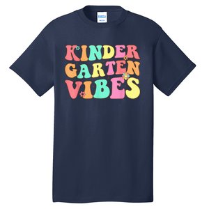 Back To School Kindergarten Vibes Groovy Teacher Wo Kid Tall T-Shirt