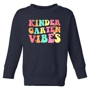 Back To School Kindergarten Vibes Groovy Teacher Wo Kid Toddler Sweatshirt