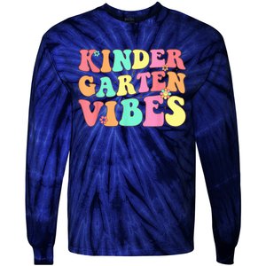 Back To School Kindergarten Vibes Groovy Teacher Wo Kid Tie-Dye Long Sleeve Shirt