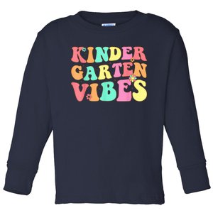 Back To School Kindergarten Vibes Groovy Teacher Wo Kid Toddler Long Sleeve Shirt