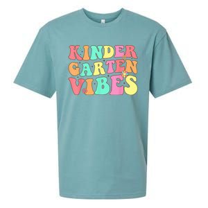 Back To School Kindergarten Vibes Groovy Teacher Wo Kid Sueded Cloud Jersey T-Shirt