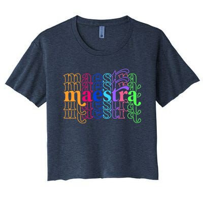 Back To School Maestra Cute Funny Spanish Teacher Women's Crop Top Tee