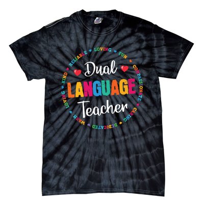 Back To School Squad Students Cute Dual Language Teacher Tie-Dye T-Shirt