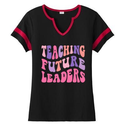 Back To School Teaching Future Leaders Teacher Life Gift Ladies Halftime Notch Neck Tee