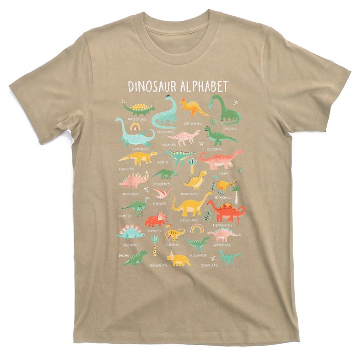 Back To School Types Of Dinosaurs Alphabet Identification T-Shirt