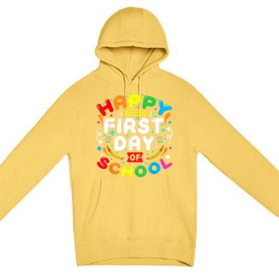 Back To School Happy First Day Of School Teacher Student Kids Premium Pullover Hoodie