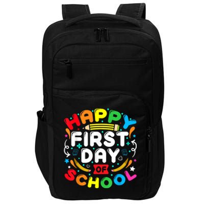 Back To School Happy First Day Of School Teacher Student Kids Impact Tech Backpack