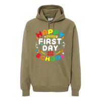 Back To School Happy First Day Of School Teacher Student Kids Premium Hoodie