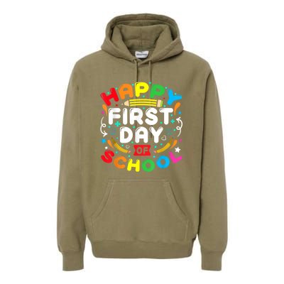 Back To School Happy First Day Of School Teacher Student Kids Premium Hoodie