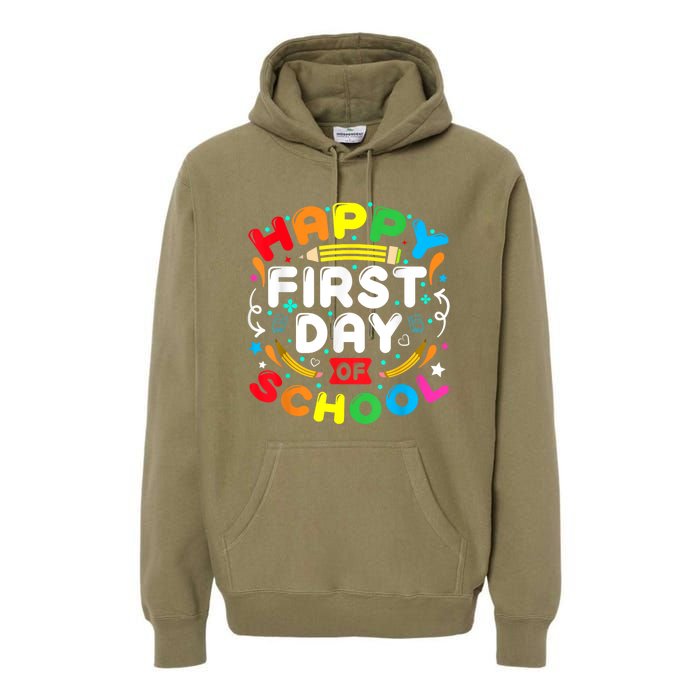 Back To School Happy First Day Of School Teacher Student Kids Premium Hoodie