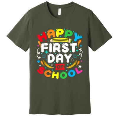 Back To School Happy First Day Of School Teacher Student Kids Premium T-Shirt