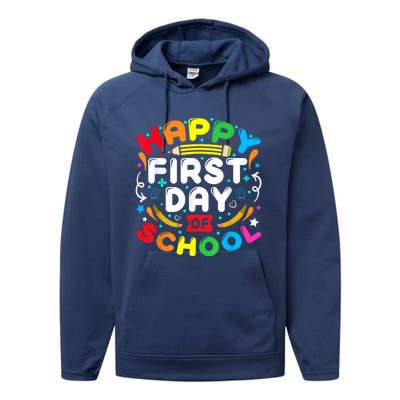 Back To School Happy First Day Of School Teacher Student Kids Performance Fleece Hoodie