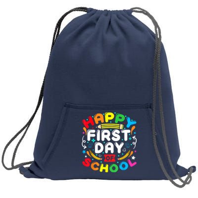 Back To School Happy First Day Of School Teacher Student Kids Sweatshirt Cinch Pack Bag