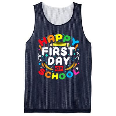 Back To School Happy First Day Of School Teacher Student Kids Mesh Reversible Basketball Jersey Tank