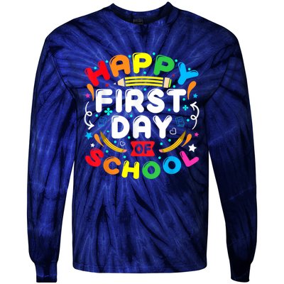 Back To School Happy First Day Of School Teacher Student Kids Tie-Dye Long Sleeve Shirt