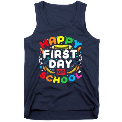 Back To School Happy First Day Of School Teacher Student Kids Tank Top