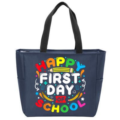 Back To School Happy First Day Of School Teacher Student Kids Zip Tote Bag