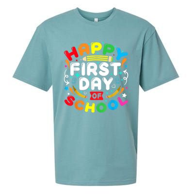 Back To School Happy First Day Of School Teacher Student Kids Sueded Cloud Jersey T-Shirt