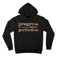 Back To School Progress Over Perfection Vintage Teachers Tall Hoodie