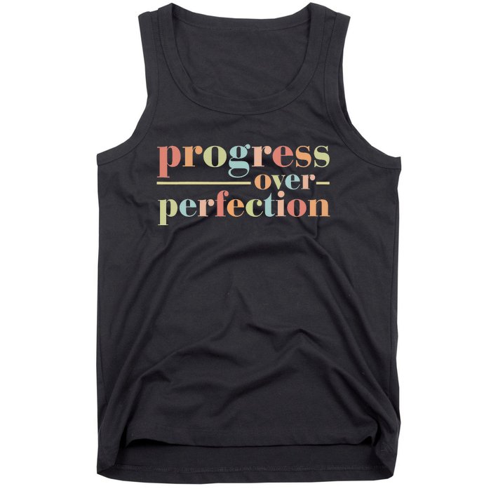 Back To School Progress Over Perfection Vintage Teachers Tank Top