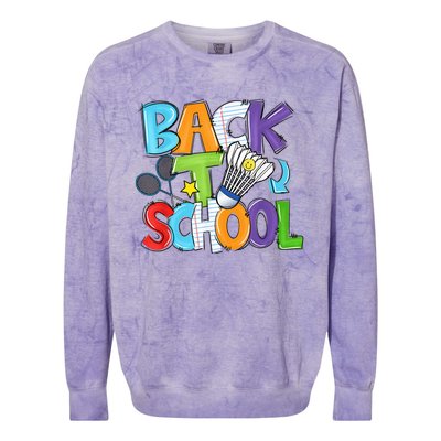 Back To School Badminton Players Funny First Day Of School Colorblast Crewneck Sweatshirt