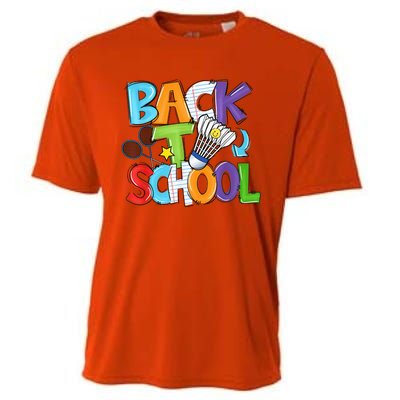 Back To School Badminton Players Funny First Day Of School Cooling Performance Crew T-Shirt