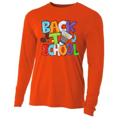 Back To School Badminton Players Funny First Day Of School Cooling Performance Long Sleeve Crew