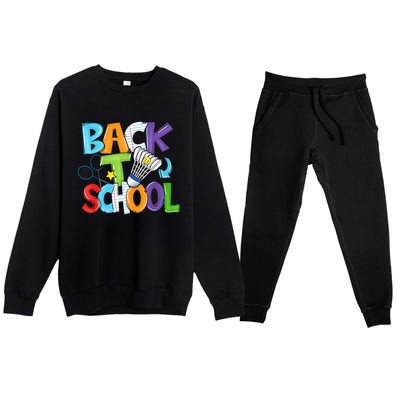 Back To School Badminton Players Funny First Day Of School Premium Crewneck Sweatsuit Set