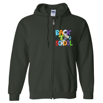 Back To School Badminton Players Funny First Day Of School Full Zip Hoodie