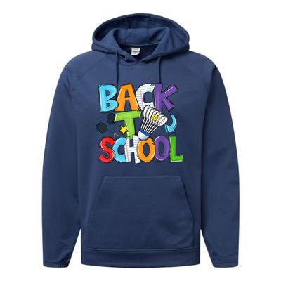 Back To School Badminton Players Funny First Day Of School Performance Fleece Hoodie