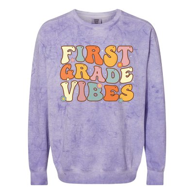 Back To School First Grade Vibes Student Teacher Colorblast Crewneck Sweatshirt