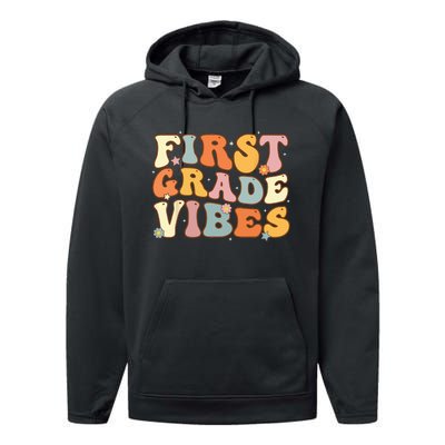 Back To School First Grade Vibes Student Teacher Performance Fleece Hoodie