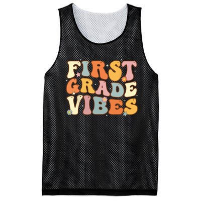 Back To School First Grade Vibes Student Teacher Mesh Reversible Basketball Jersey Tank