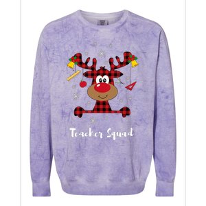 Bleached Teacher Squad Reindeer Funny Teacher Christmas Xmas Colorblast Crewneck Sweatshirt