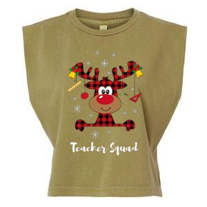 Bleached Teacher Squad Reindeer Funny Teacher Christmas Xmas Garment-Dyed Women's Muscle Tee