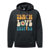 Back To School Teach Love Inspire Retro Teachers Performance Fleece Hoodie