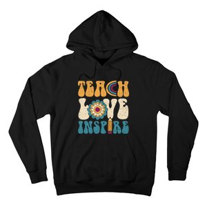 Back To School Teach Love Inspire Retro Teachers Hoodie