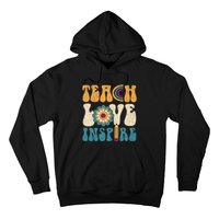 Back To School Teach Love Inspire Retro Teachers Hoodie