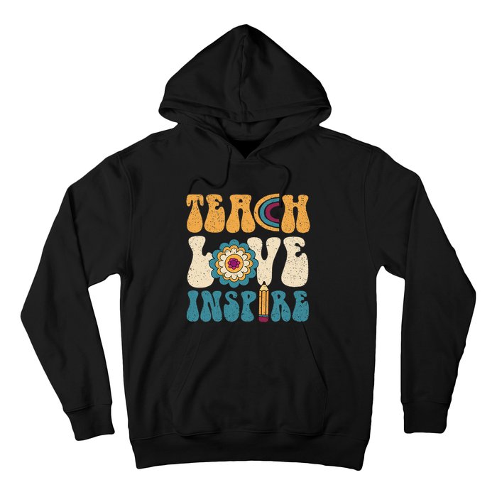 Back To School Teach Love Inspire Retro Teachers Hoodie