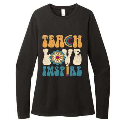 Back To School Teach Love Inspire Retro Teachers Womens CVC Long Sleeve Shirt