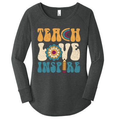 Back To School Teach Love Inspire Retro Teachers Women's Perfect Tri Tunic Long Sleeve Shirt