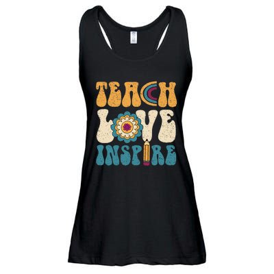 Back To School Teach Love Inspire Retro Teachers Ladies Essential Flowy Tank