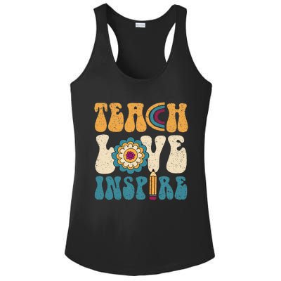 Back To School Teach Love Inspire Retro Teachers Ladies PosiCharge Competitor Racerback Tank