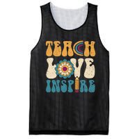 Back To School Teach Love Inspire Retro Teachers Mesh Reversible Basketball Jersey Tank