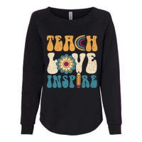 Back To School Teach Love Inspire Retro Teachers Womens California Wash Sweatshirt