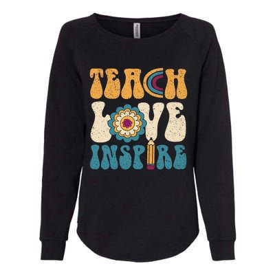 Back To School Teach Love Inspire Retro Teachers Womens California Wash Sweatshirt