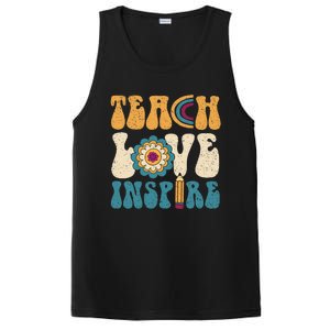 Back To School Teach Love Inspire Retro Teachers PosiCharge Competitor Tank